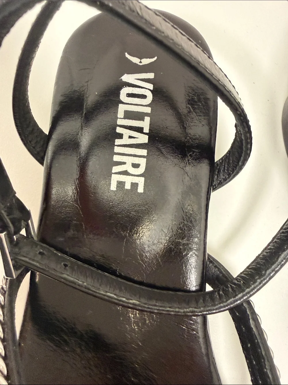 Zadig & Voltaire Black Leather Strappy Sandals with Silver Chain Trim sz EU38 - Picture 10 of 16